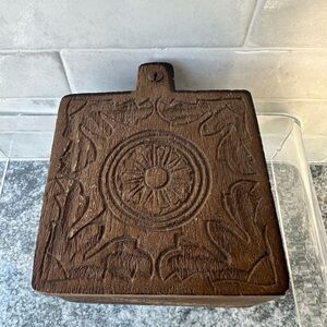 Vintage Hand-Carved Wooden Jewelry Box | 5x5 Swing-Out Lid 4 Compartments